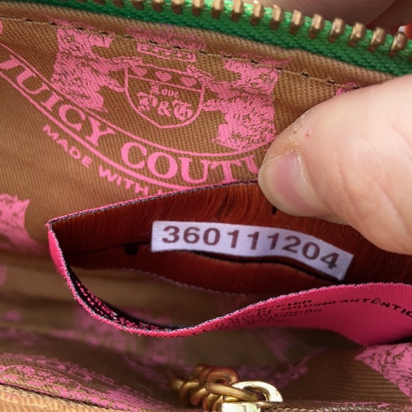 Vintage Juicy Couture Y2K Apple Green Leather shoulder bag baguette purse charms - Picture 14 of 15